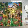 Tropical Plant Bohemian Flower Tree Colorful Abstract Art Jungle Animal Parrot Elephant Tiger Shower Curtain