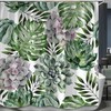 Tropical Plant Green Leaf Succulent Cactus Shower Curtain, Waterproof Bathroom Decoration