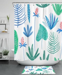 Tropical Plant Monstera Palm Leaf Flower Shower Curtain for an Exotic Bathroom Makeover