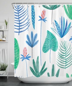 Tropical Plant Monstera Palm Leaf Flower Shower Curtain for an Exotic Bathroom Makeover