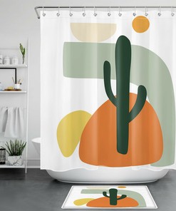 Tropical Plant Shower Curtain - Abstract Bathroom Accessory