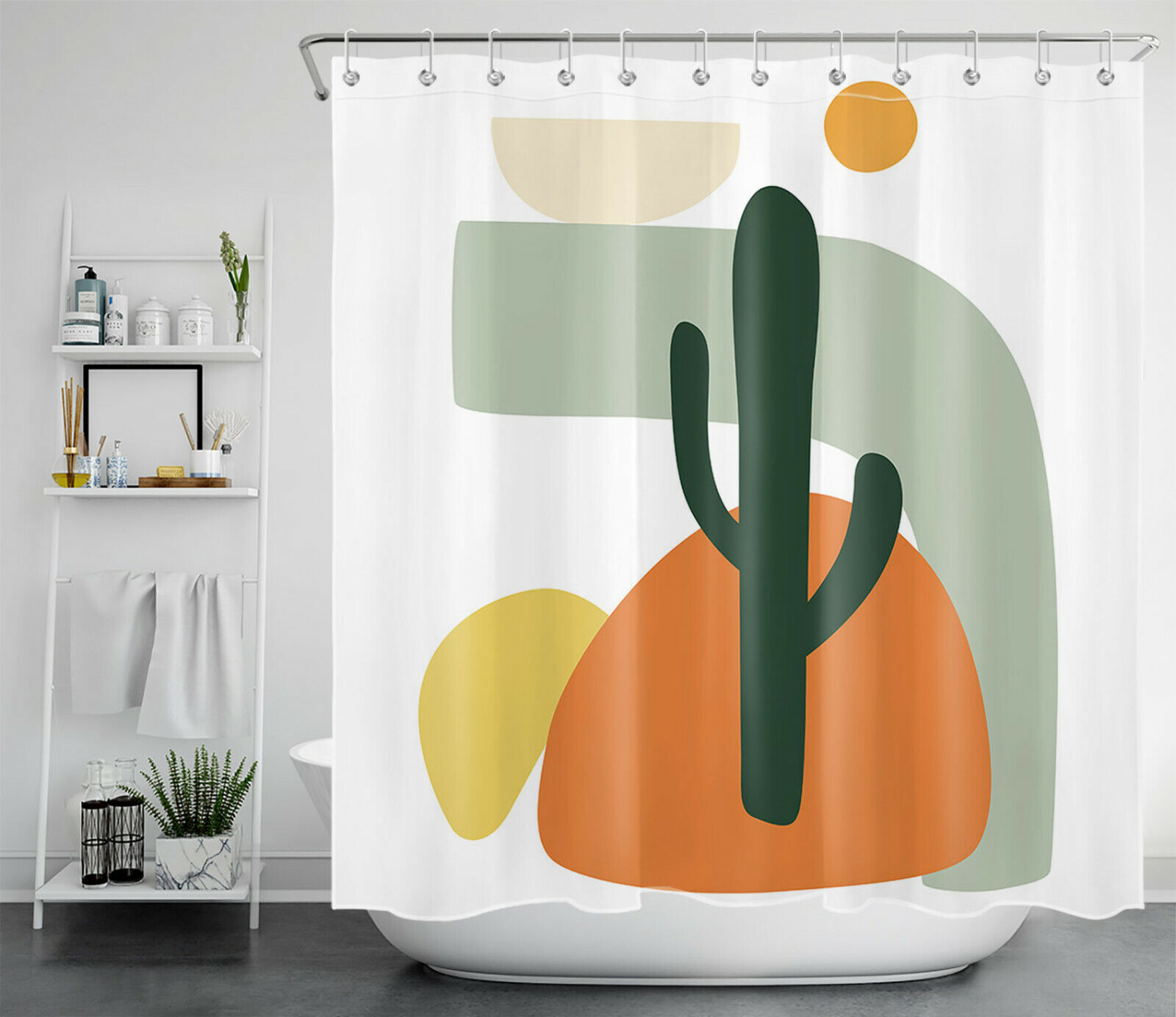 Tropical Plant Shower Curtain - Abstract Bathroom Accessory - Image 2