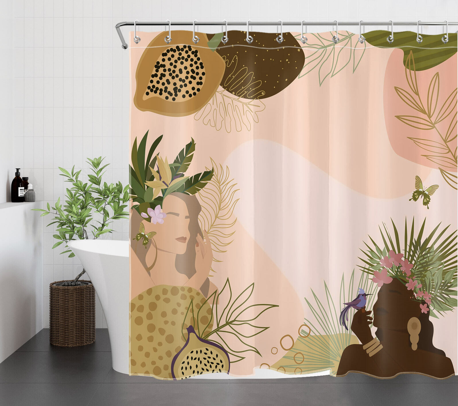 Tropical Plant Shower Curtain With An Abstract Twist For A Relaxing Bathroom - Image 2