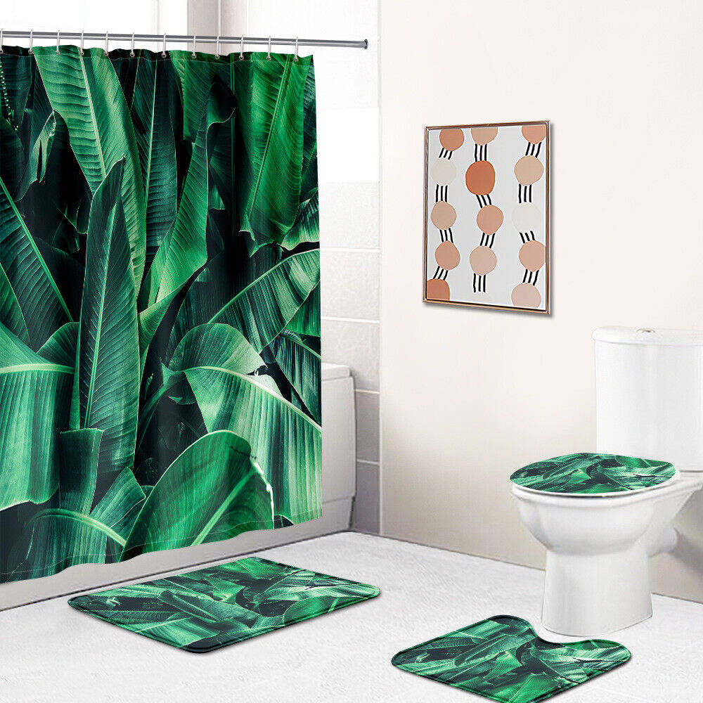 Tropical Plantain Leaf Shower Curtain for Natural Bathroom Decor