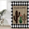 Tropical Plants Cactus Plaid Border Colorful Shower Curtain for a Vibrant Bathroom