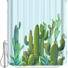 Tropical Plants Cactus Succulents Shower Curtain For A Botanical Bathroom
