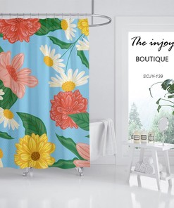 Tropical Plants Floral Flowers Shower Curtain Set For A Refreshing Bathroom