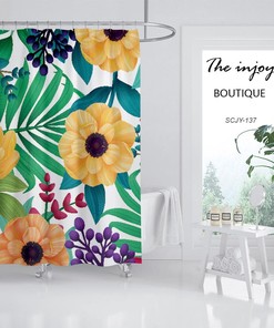 Tropical Plants Flowers And Leaves Shower Curtain For Your Bathtub Decorr