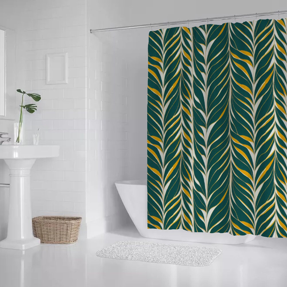 Tropical Plants Palm Leaves Print Boho Shower Curtain For Bathroom Bath And Waterproof Durability