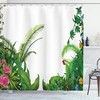 Tropical Plants Print Shower Curtain for Bathroom with Plant Print