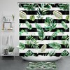 Tropical Plants and Stripes Shower Curtain - Modern Bathroom Decor