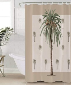 Tropical Plants in Summer Beach Palm Trees Shower Curtain for Bathroom Decor