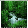 Tropical Rainforest Shower Curtain Jungle Green Waterfall Landscape Bathroom Decor