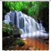 Tropical Rainforest Shower Curtain Jungle Waterfall Nature Landscape Bathroom Decor