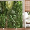 Tropical Rainforest Shower Curtain Lush Green Foliage Jungle Bath Decor Waterproof Fabric Curtain