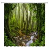 Tropical Rainforest Shower Curtain With Green Jungle Forest Stream Plants Design, Bathroom Decor