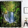 Tropical Rainforest Shower Curtain with Vibrant Waterfall Design for a Refreshing and Natural Bathroom