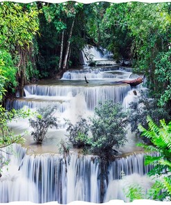 Tropical Rainforest Waterfall Shower Curtain with Jungle Falls Landscape for Vibrant Bathroom Dcor
