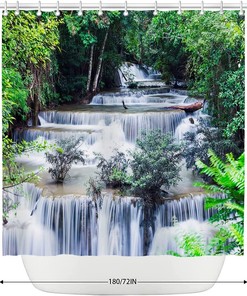 Tropical Rainforest Waterfall Shower Curtain with Jungle Falls Landscape for Vibrant Bathroom Dcor