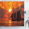 Tropical Sailing Boat Ombre Picture Shower Curtain for a Tranquil and Dreamy Bathroom