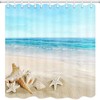 Tropical Sea Waves and Seashell Print Beach Theme Shower Curtain for Bathroom