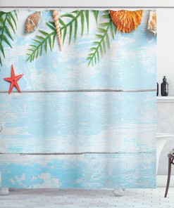 Tropical Seashell Printed Shower Curtain For Beach House Bathroom Vibes