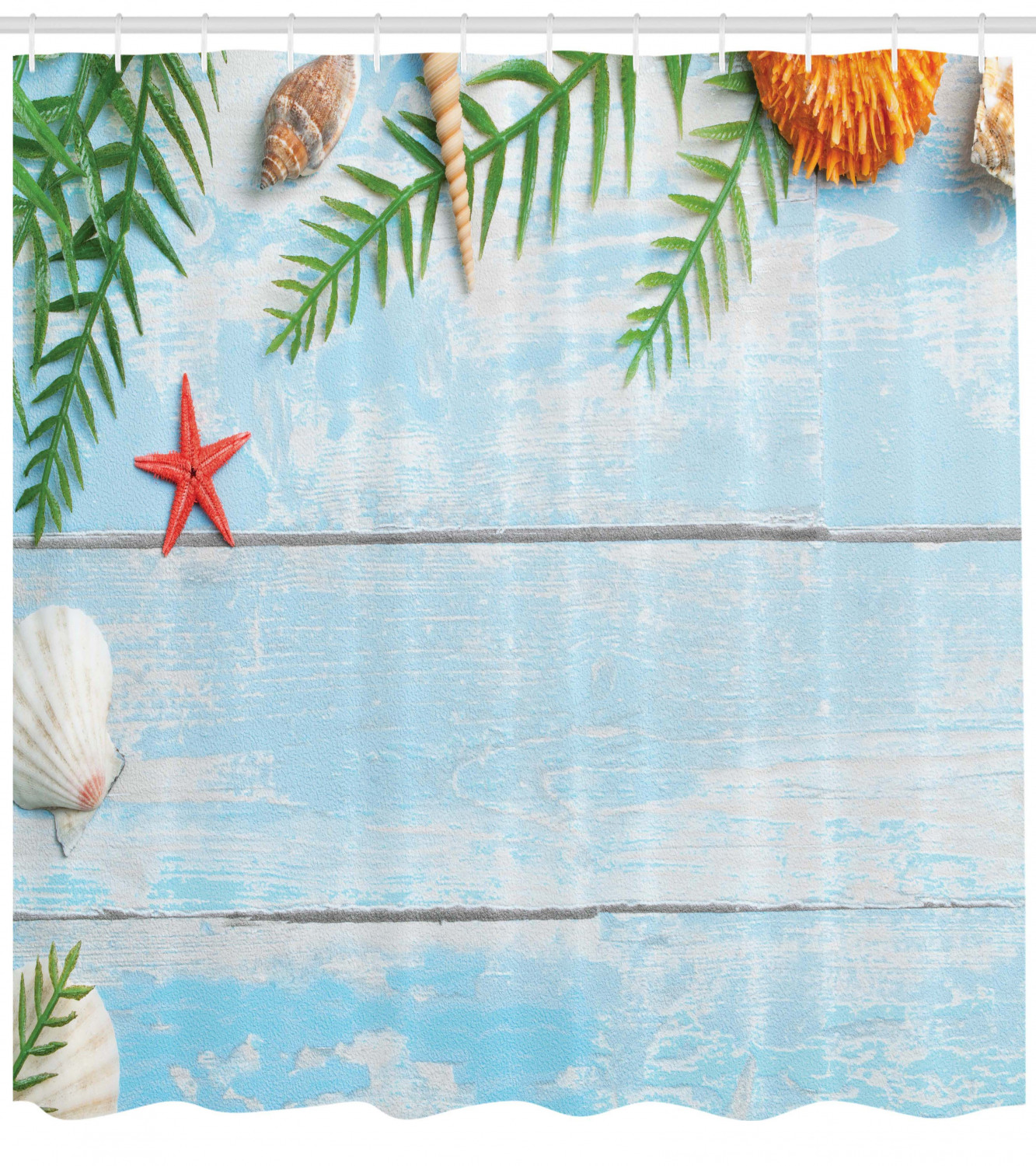 Tropical Seashell Printed Shower Curtain For Beach House Bathroom Vibes - Image 4