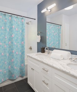 Tropical Shower Curtain With Flamingos And Palm Trees, Perfect Bathroom Decor For A Relaxing Oasis