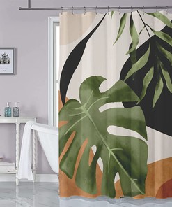 Tropical Shower Curtain with Abstract Palm Leaf and Botanical print for Stylish and Waterproof Bathroom Decor