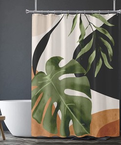 Tropical Shower Curtain with Abstract Palm Leaf and Botanical print for Stylish and Waterproof Bathroom Decor