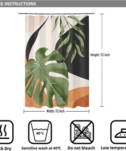 Tropical Shower Curtain with Abstract Palm Leaf and Botanical print for Stylish and Waterproof Bathroom Decor