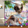 Tropical Sloth Flamingo Shower Curtain, Bring a Summer Vibe to Your Bathroom 