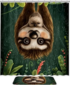 Tropical Sloth Shower Curtain, Add a Summery Touch to Your Bathroom 