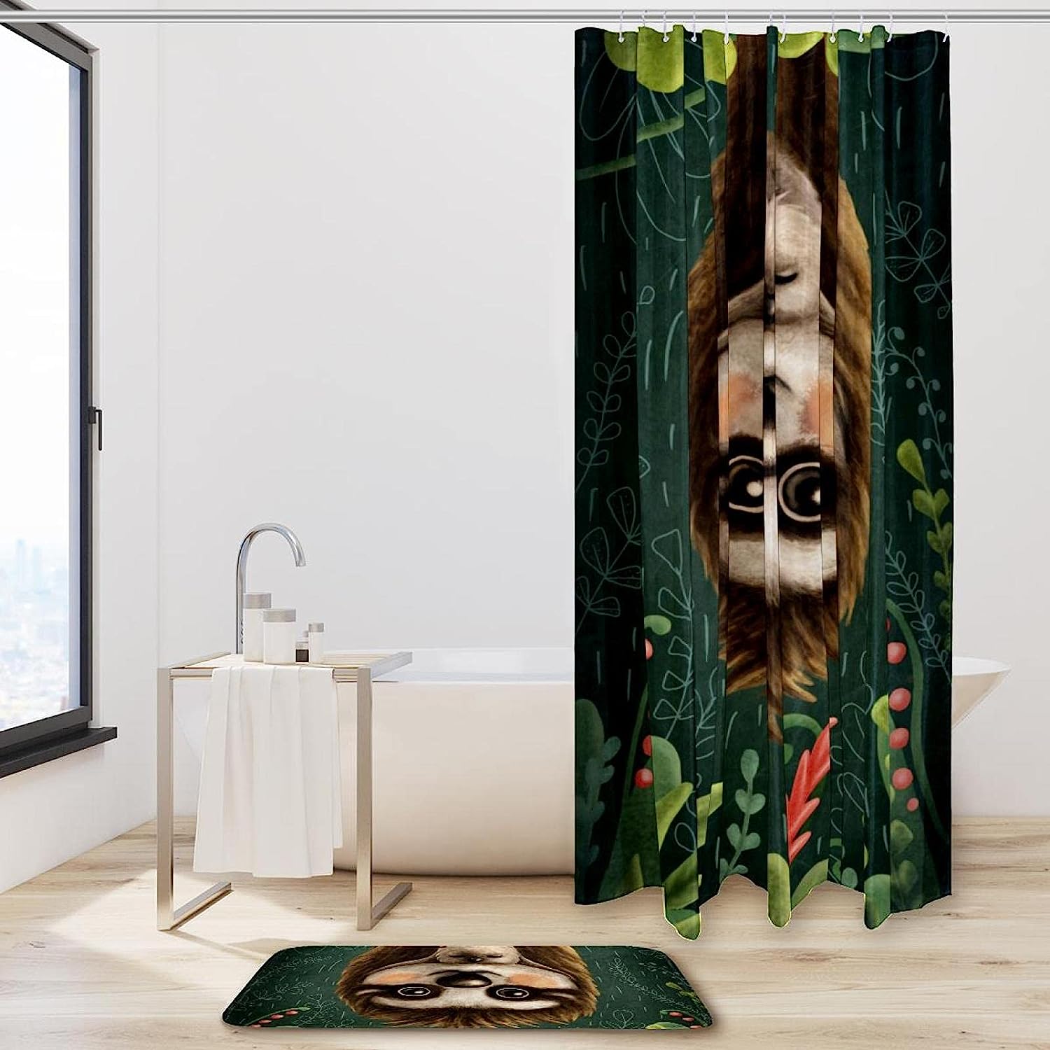 Tropical Sloth Shower Curtain, Add a Summery Touch to Your Bathroom