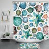 Tropical Starfish Seashell Marine Life Print Shower Curtain, Ideal for a Nautical-Themed Bathroom
