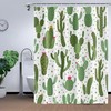 Tropical Succulent Green Plant Watercolor Shower Curtain with Funny Quotes and Cactus Design for Bathroom Decor
