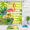 Tropical Succulents Flamingos Waterproof Fabric Shower Curtain