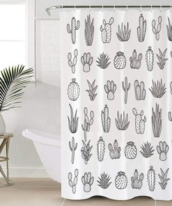 Tropical Succulents Vintage Bathroom Shower Curtain for Plant Lovers