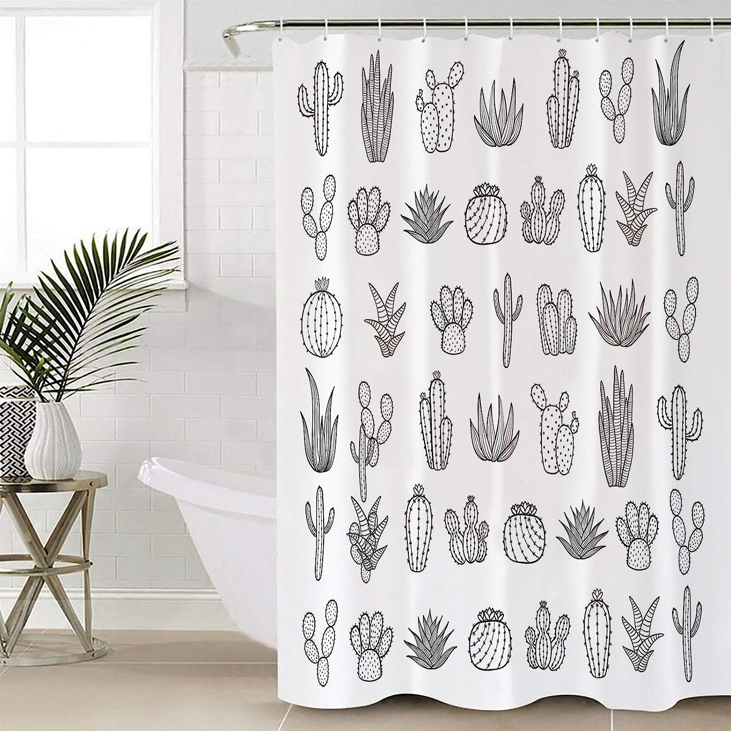 Tropical Succulents Vintage Bathroom Shower Curtain for Plant Lovers