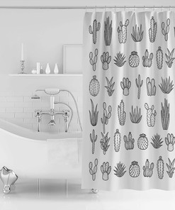 Tropical Succulents Vintage Bathroom Shower Curtain for Plant Lovers