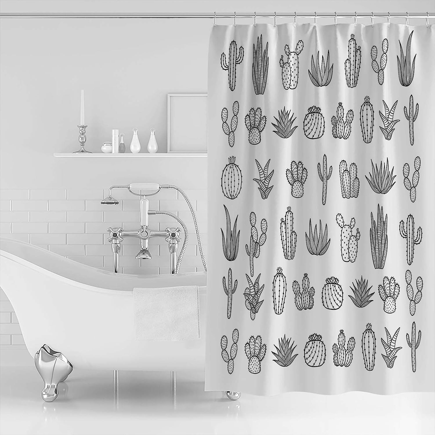 Tropical Succulents Vintage Bathroom Shower Curtain for Plant Lovers
