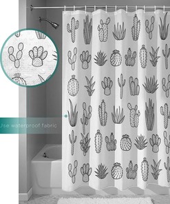 Tropical Succulents Vintage Bathroom Shower Curtain for Plant Lovers