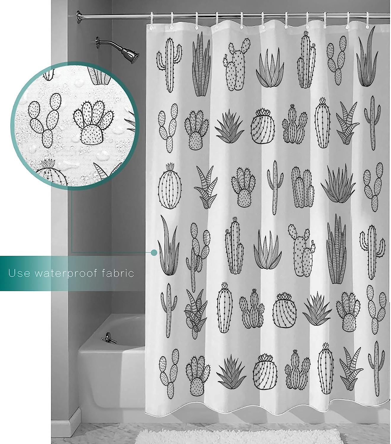 Tropical Succulents Vintage Bathroom Shower Curtain for Plant Lovers