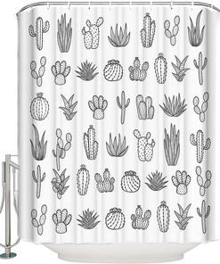 Tropical Succulents Vintage Bathroom Shower Curtain for Plant Lovers