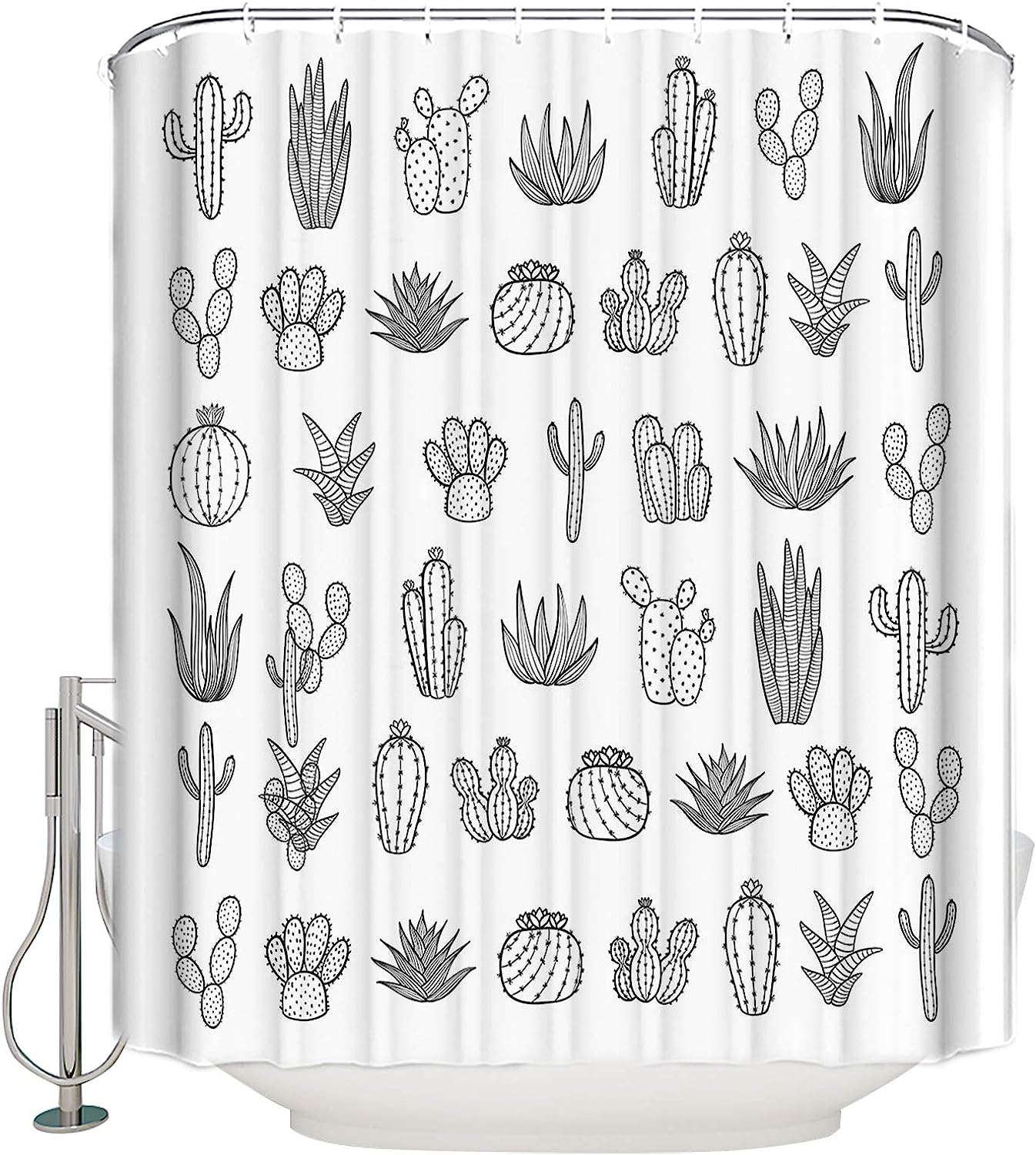 Tropical Succulents Vintage Bathroom Shower Curtain for Plant Lovers