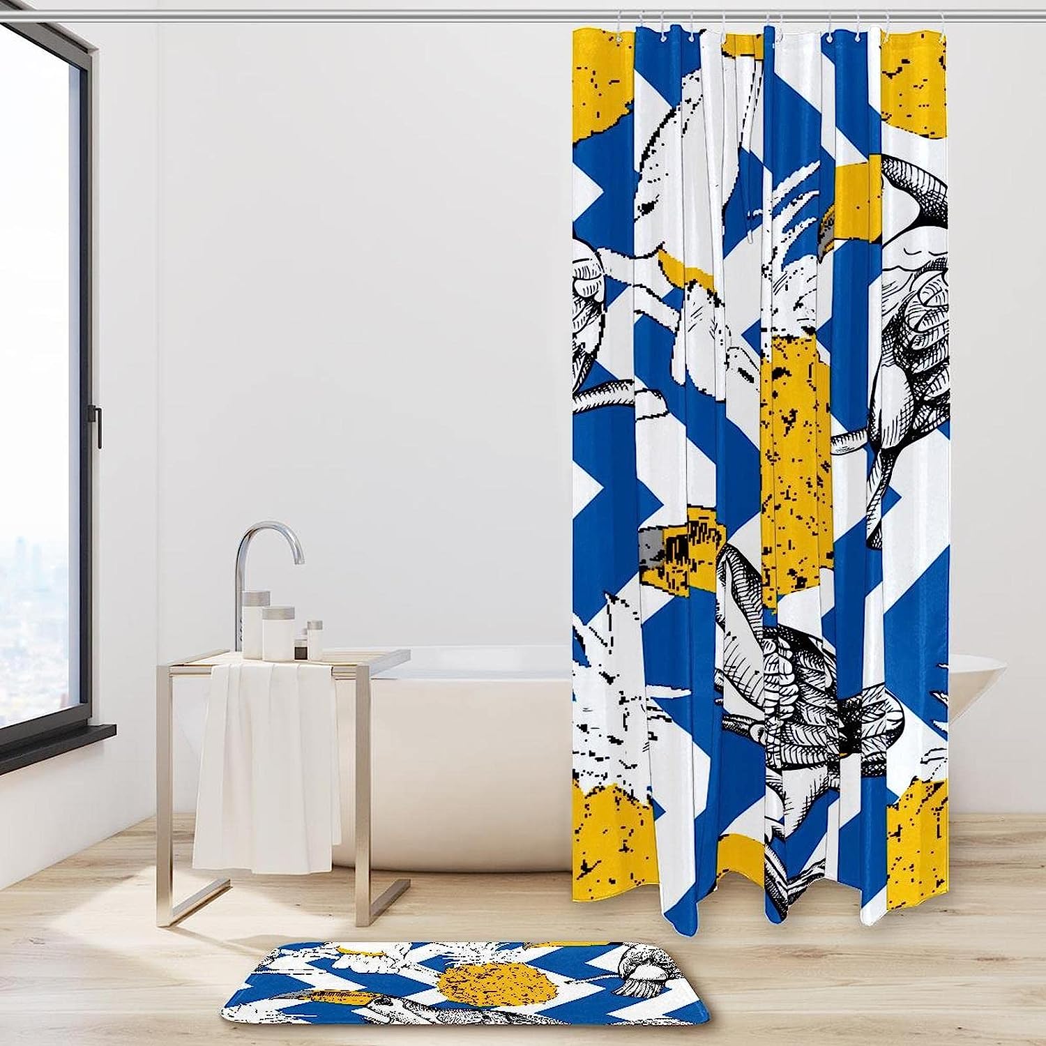 Tropical Toucans Pineapple Print Shower Curtain For Bathroom Tub Set - Image 2