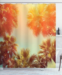Tropical Tree Print Shower Curtain For Nature Inspired Bathroom Decor