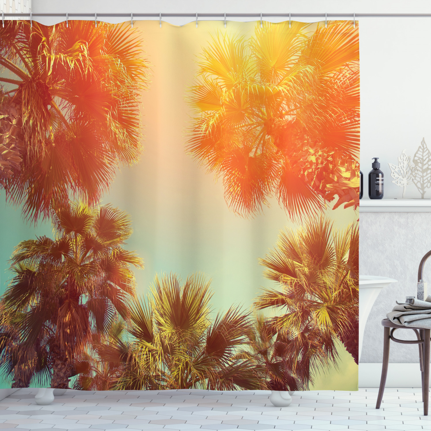 Tropical Tree Print Shower Curtain For Nature Inspired Bathroom Decor - Image 3