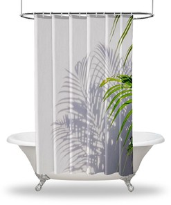 Tropical Tree Print Shower Curtain, Shadow Waterproof Fabric for Bathroom Decor