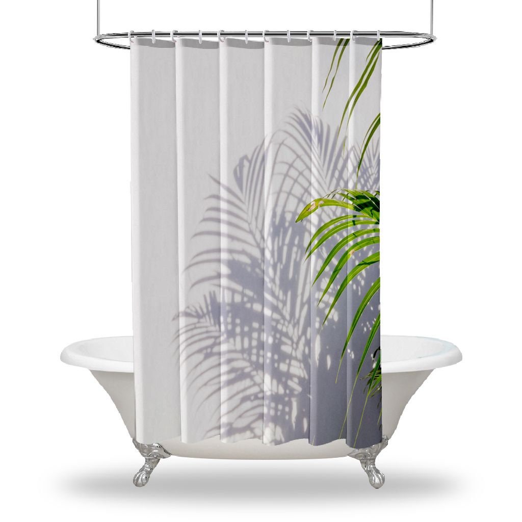 Tropical Tree Print Shower Curtain, Shadow Waterproof Fabric for Bathroom Decor